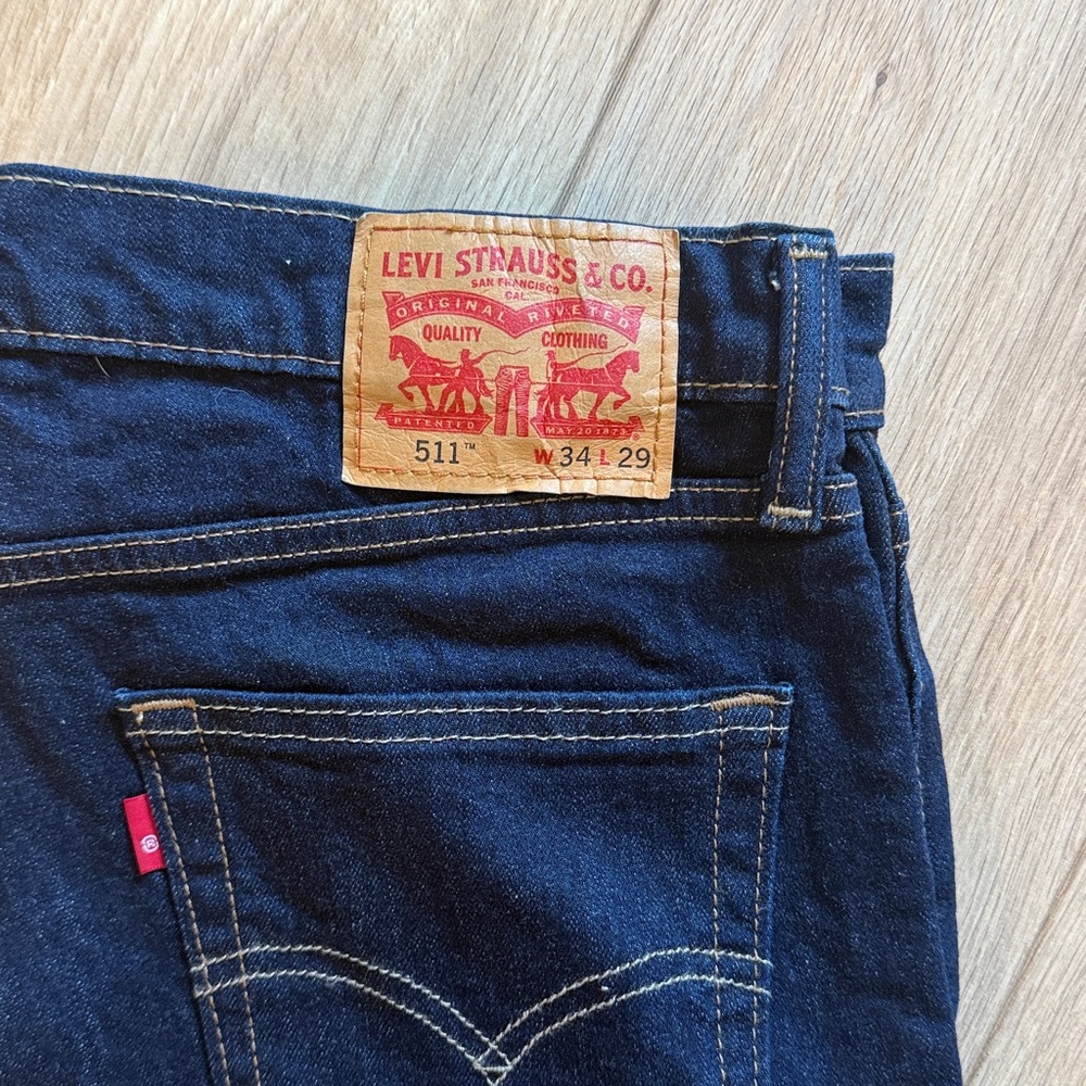 LEVIS 511 Slim Fit Straight Leg Boot Cut Dark Wash Blue Denim Jeans NWOT - Picture 2 of 3